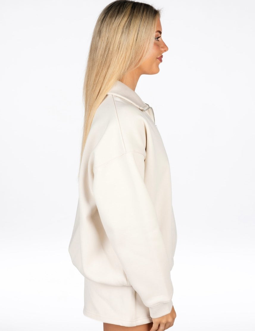 ‘Kikiva’ Lounge Quarter Zip - Cream - Kikiva Collection