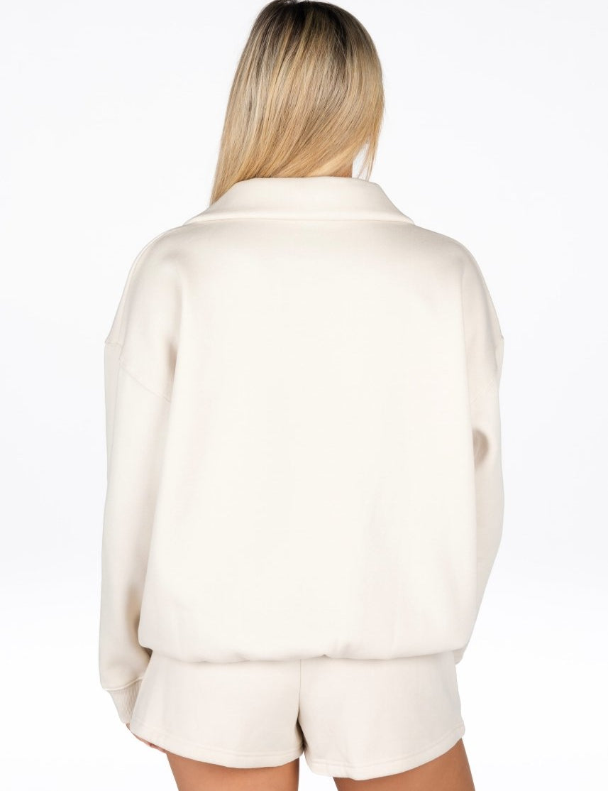 ‘Kikiva’ Lounge Quarter Zip - Cream - Kikiva Collection