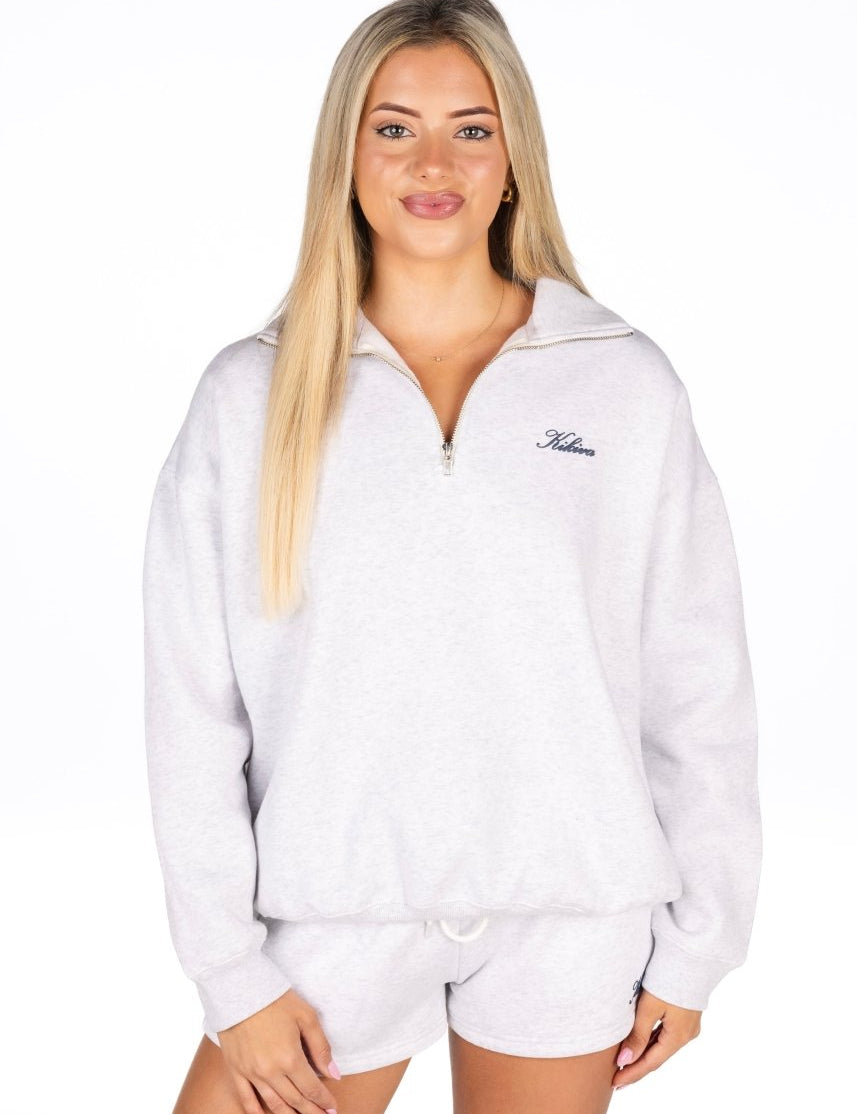 ‘Kikiva’ Lounge Quarter Zip - Marle Grey - Kikiva Collection