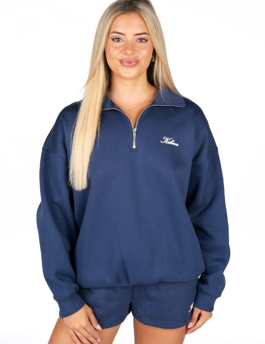‘Kikiva’ Lounge Quarter Zip - Navy - Kikiva Collection