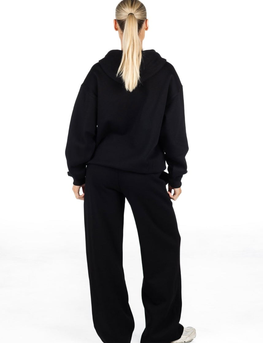 ‘Kikiva’ Lounge Wide Leg Trackpant - Black - Kikiva Collection