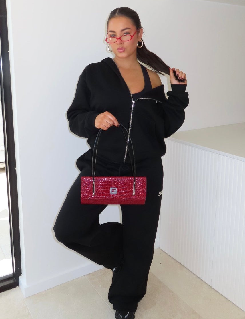 ‘Kikiva’ Lounge Wide Leg Trackpant - Black - Kikiva Collection