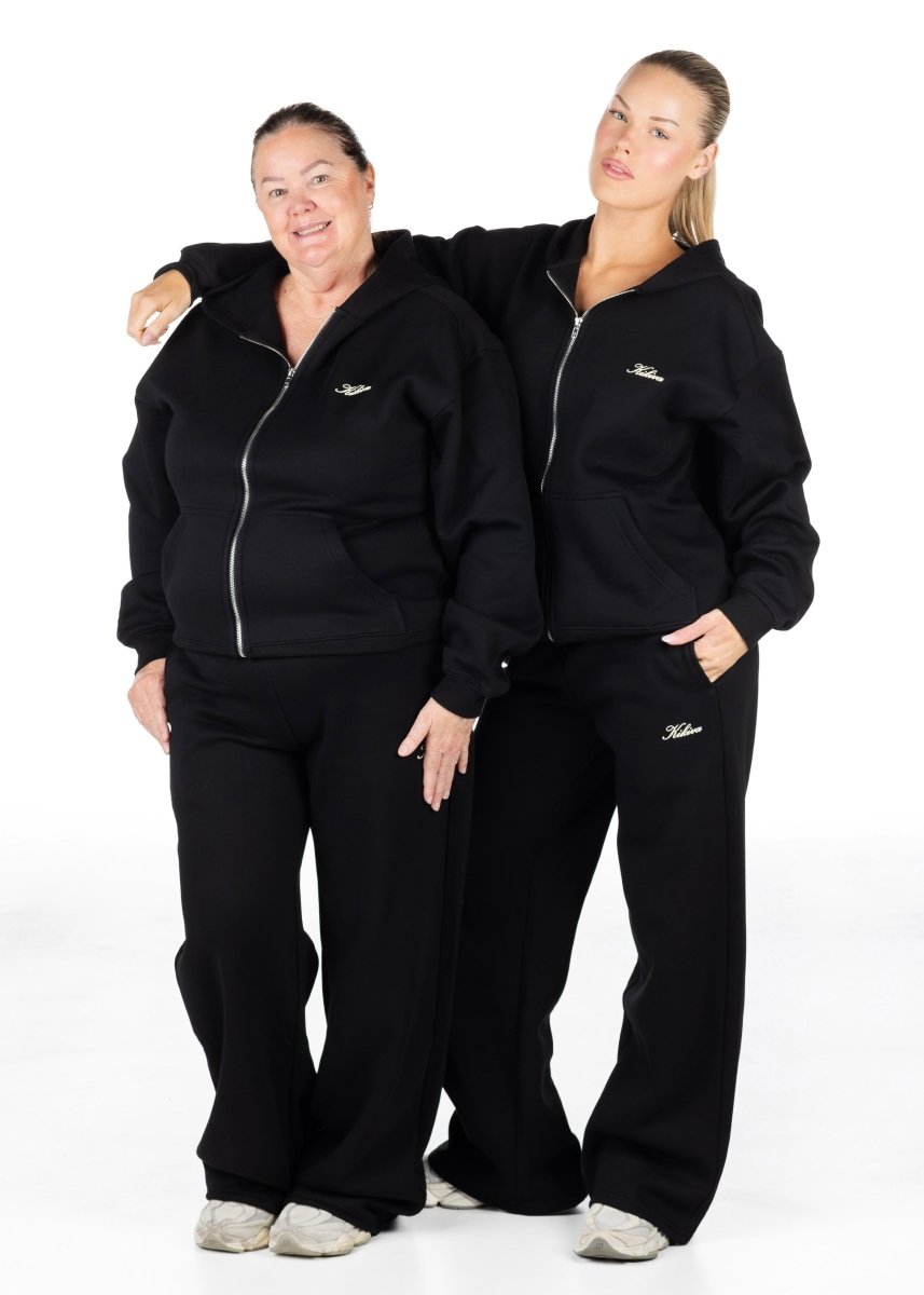 ‘Kikiva’ Lounge Wide Leg Trackpant - Black - Kikiva Collection