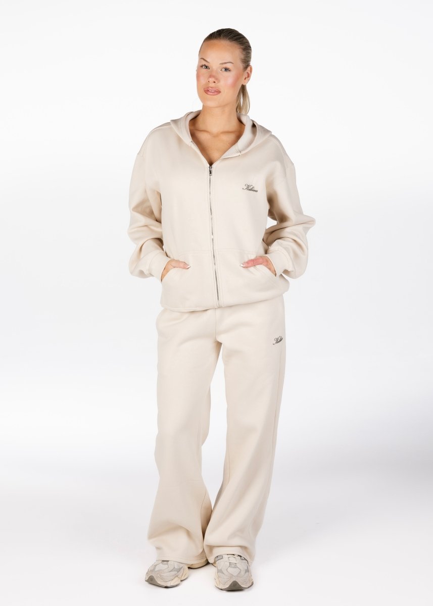 ‘Kikiva’ Lounge Wide Leg Trackpant - Cream - Kikiva Collection
