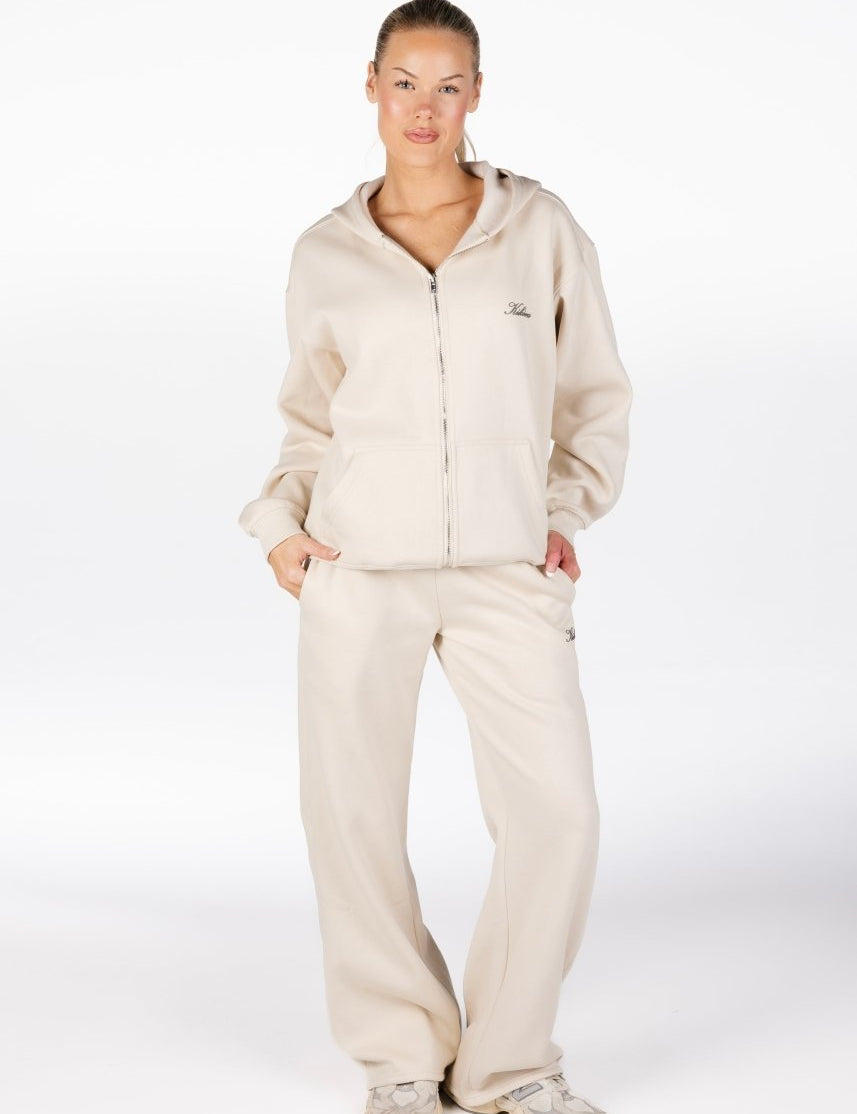‘Kikiva’ Lounge Wide Leg Trackpant - Cream - Kikiva Collection