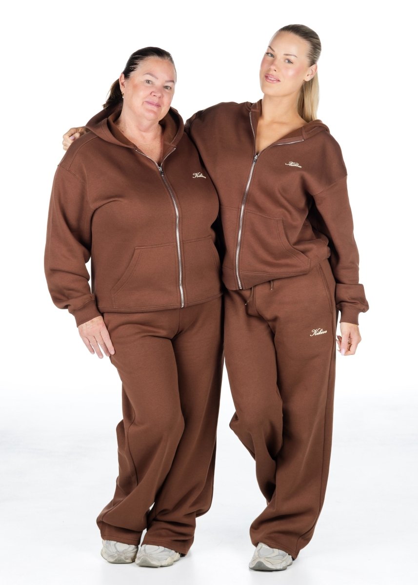 ‘Kikiva’ Lounge Wide Leg Trackpant - Mocha - Kikiva Collection