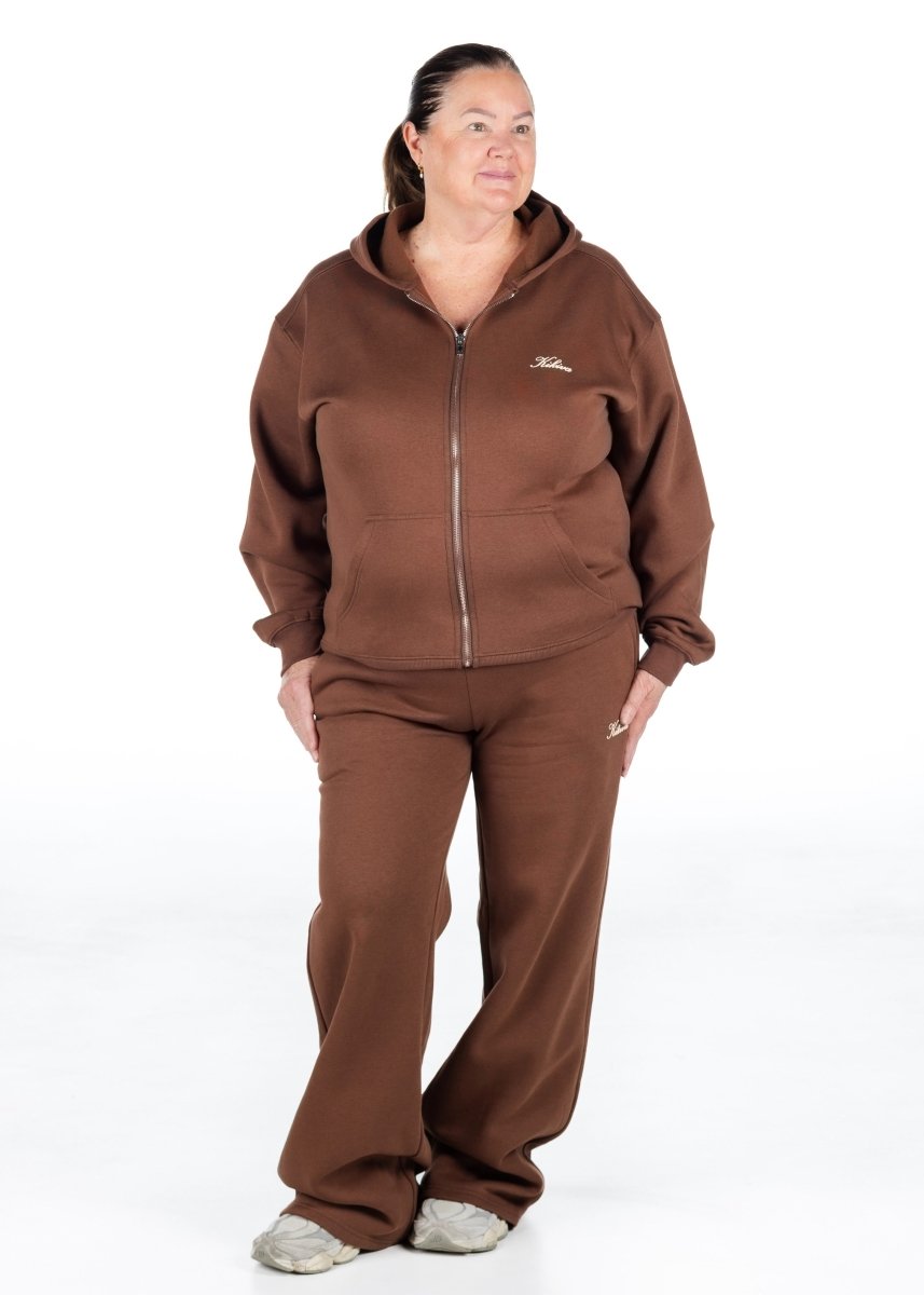 ‘Kikiva’ Lounge Wide Leg Trackpant - Mocha - Kikiva Collection