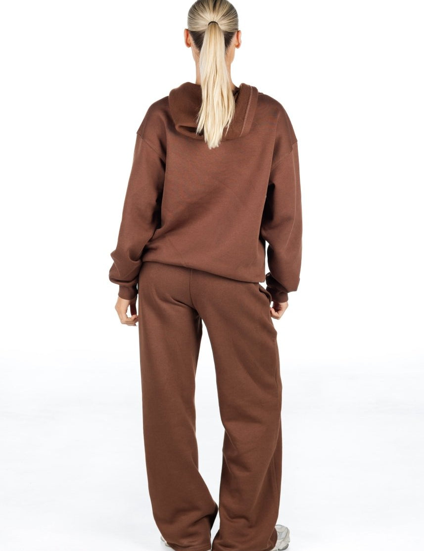 ‘Kikiva’ Lounge Wide Leg Trackpant - Mocha - Kikiva Collection
