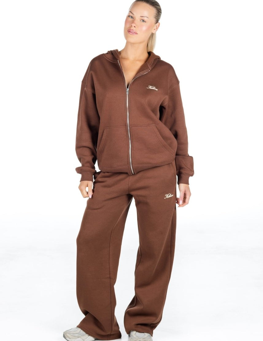 ‘Kikiva’ Lounge Wide Leg Trackpant - Mocha - Kikiva Collection