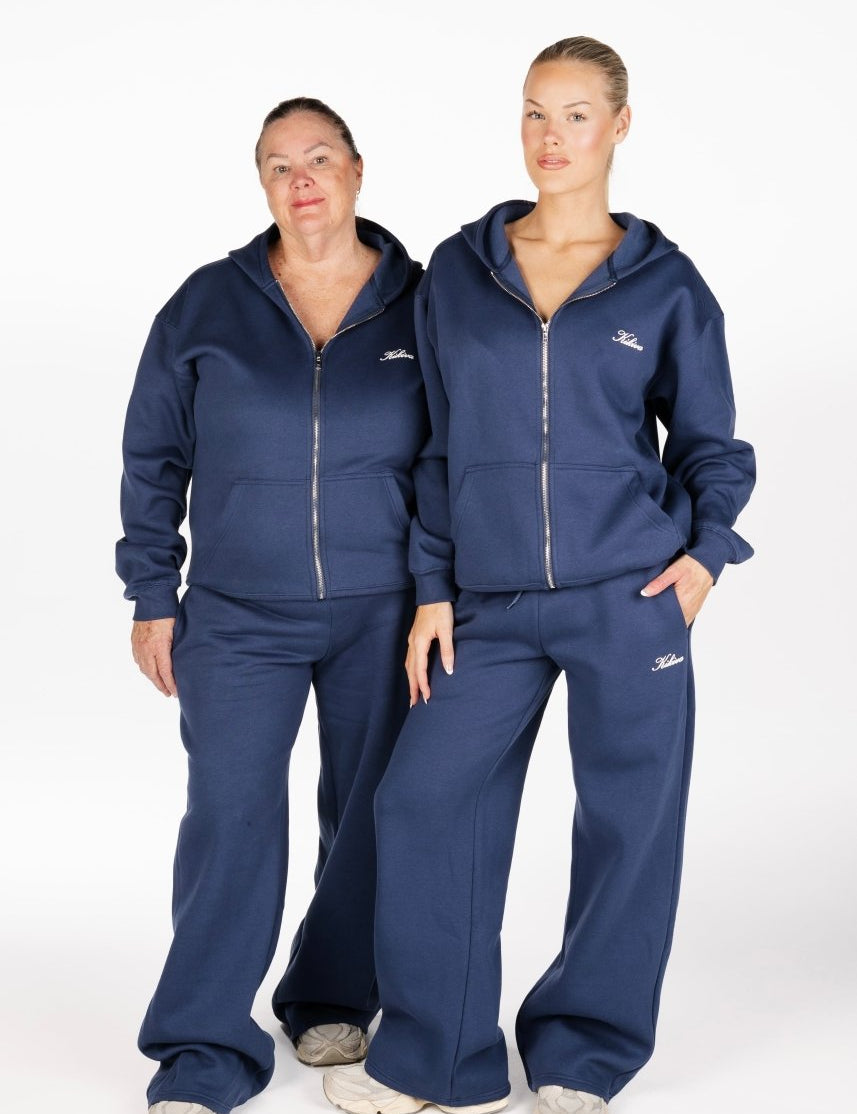 ‘Kikiva’ Lounge Wide Leg Trackpant - Navy - Kikiva Collection