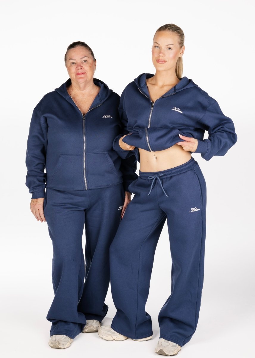 ‘Kikiva’ Lounge Wide Leg Trackpant - Navy - Kikiva Collection