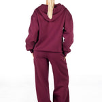 ‘Kikiva’ Lounge Wide Leg Trackpant - Wine - Kikiva Collection