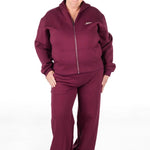 ‘Kikiva’ Lounge Wide Leg Trackpant - Wine - Kikiva Collection