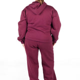 ‘Kikiva’ Lounge Wide Leg Trackpant - Wine - Kikiva Collection