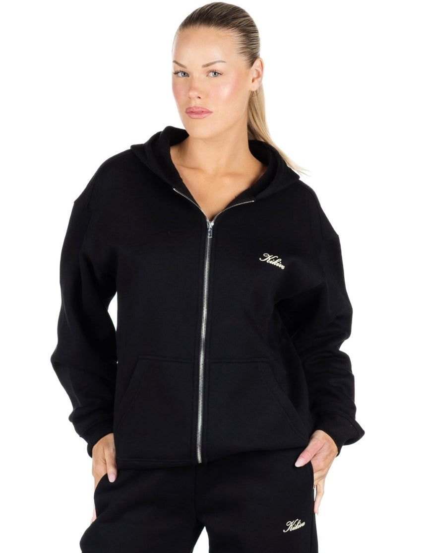 ‘Kikiva’ Lounge Zip Jacket - Black - Kikiva Collection