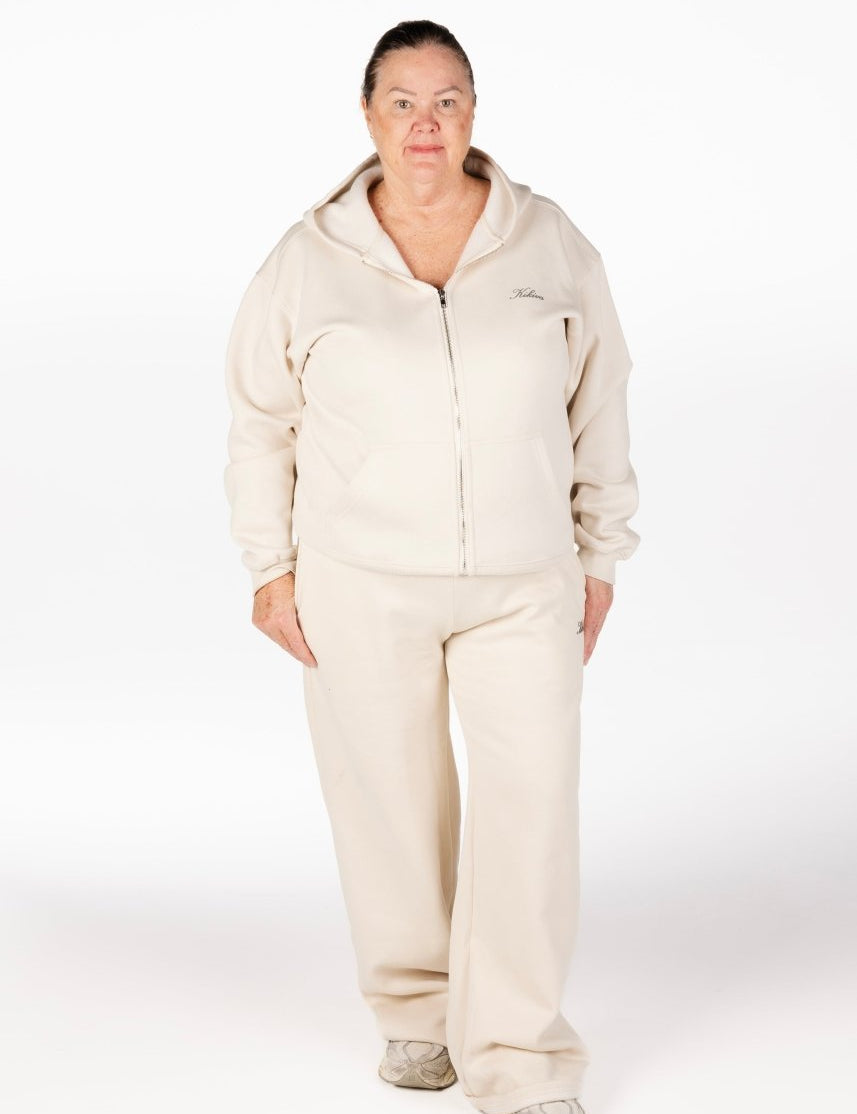 ‘Kikiva’ Lounge Zip Jacket - Cream - Kikiva Collection