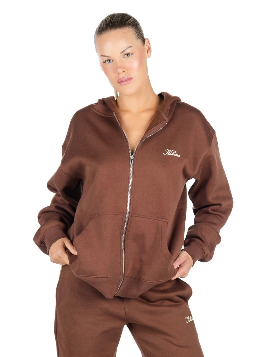 ‘Kikiva’ Lounge Zip Jacket - Mocha - Kikiva Collection