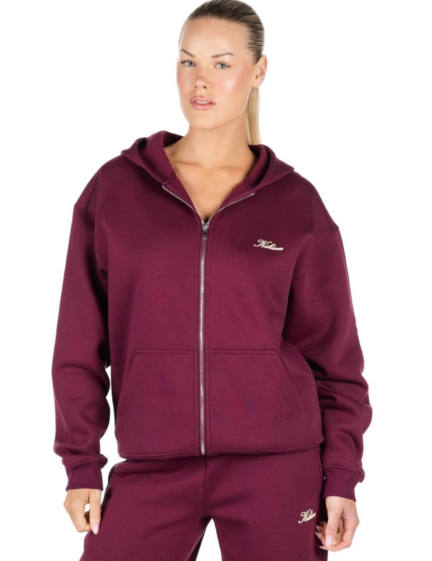 ‘Kikiva’ Lounge Zip Jacket - Wine - Kikiva Collection