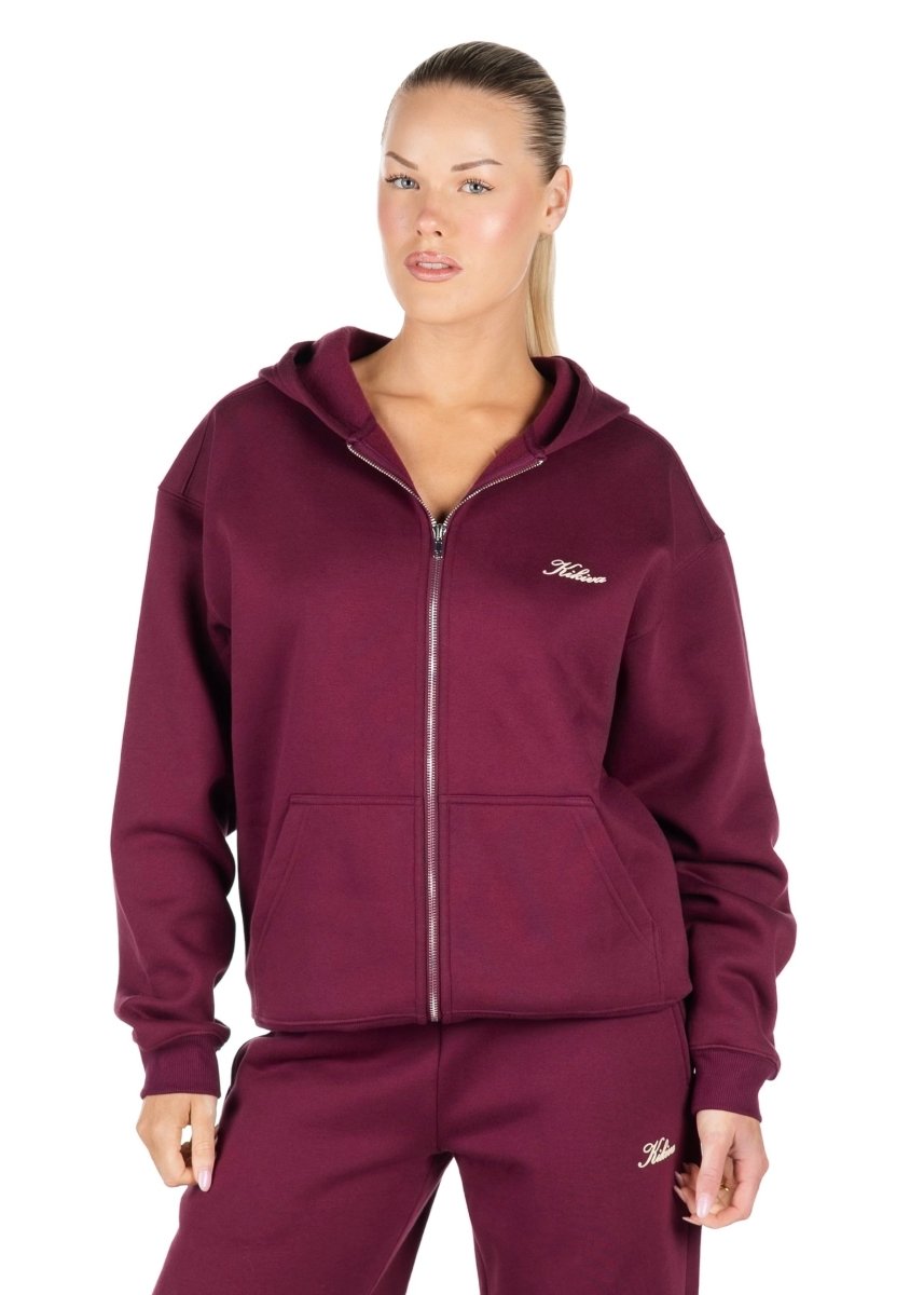 ‘Kikiva’ Lounge Zip Jacket - Wine - Kikiva Collection