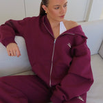 ‘Kikiva’ Lounge Zip Jacket - Wine - Kikiva Collection