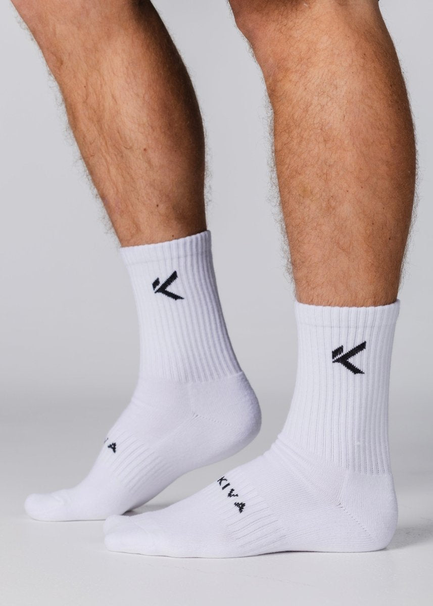 Kikiva Men Crew Socks - White - Kikiva Collection
