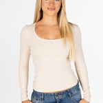 Kikiva Ribbed Long Sleeve - Beige - Kikiva Collection