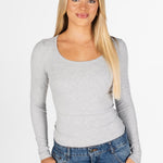 Kikiva Ribbed Long Sleeve - Light Grey - Kikiva Collection
