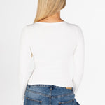 Kikiva Ribbed Long Sleeve - White - Kikiva Collection