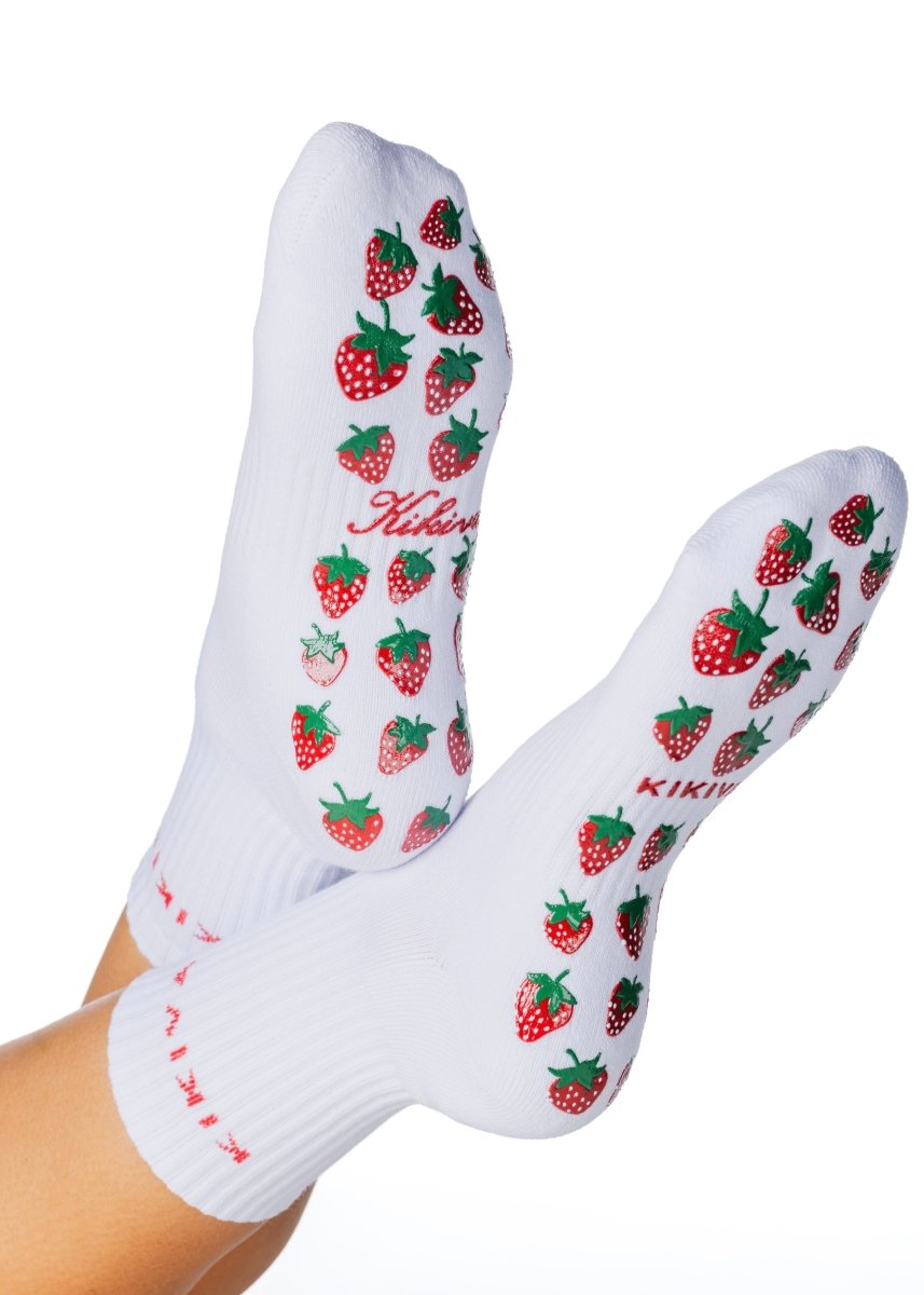 Kikiva 'Strawberry' Pilates Grip Socks