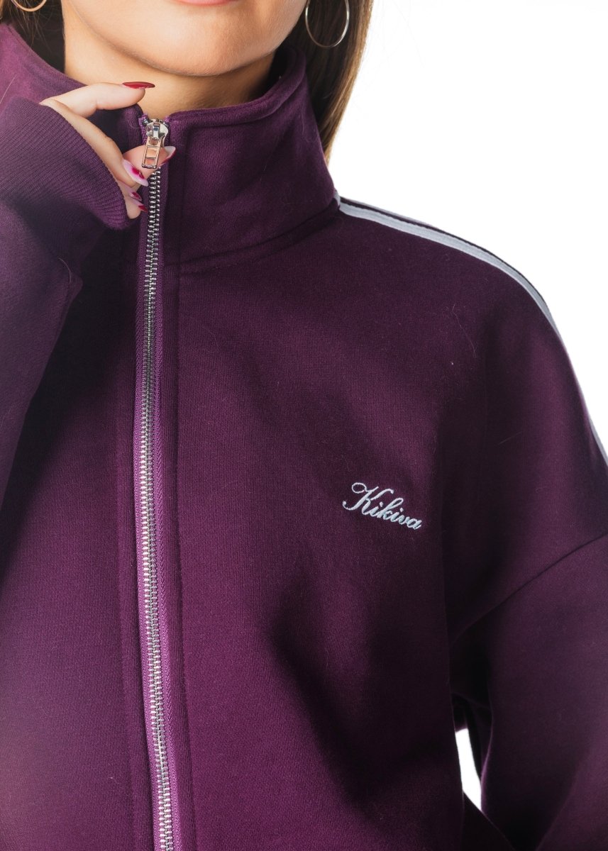 'LIMITED EDITION' Racer Zip Jacket - Burgundy - Kikiva Collection
