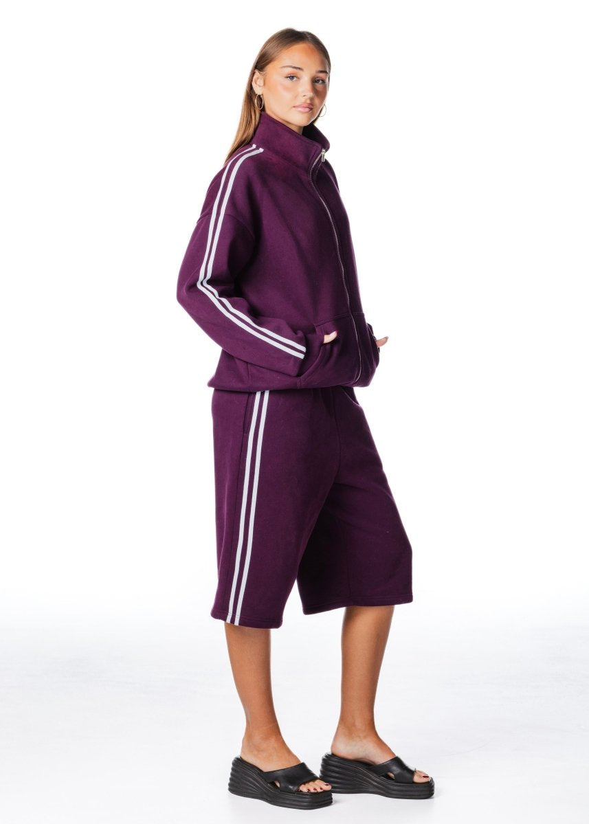 'LIMITED EDITION' Racer Zip Jacket - Burgundy - Kikiva Collection
