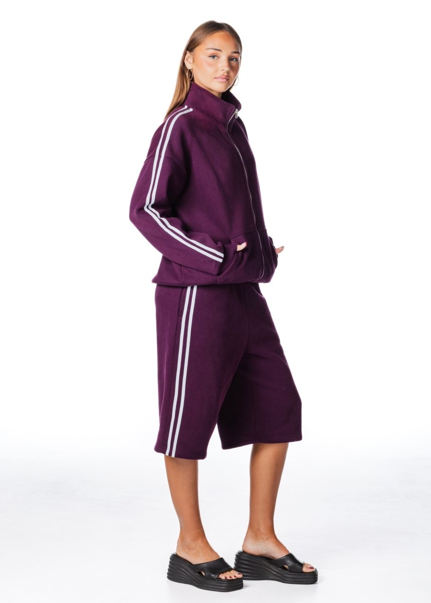 'LIMITED EDITION' Racer Zip Jacket - Burgundy - Kikiva Collection