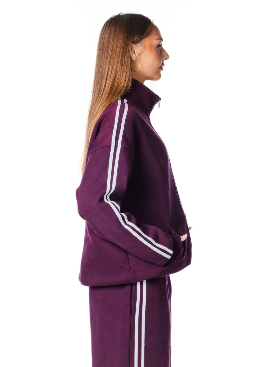 'LIMITED EDITION' Racer Zip Jacket - Burgundy - Kikiva Collection