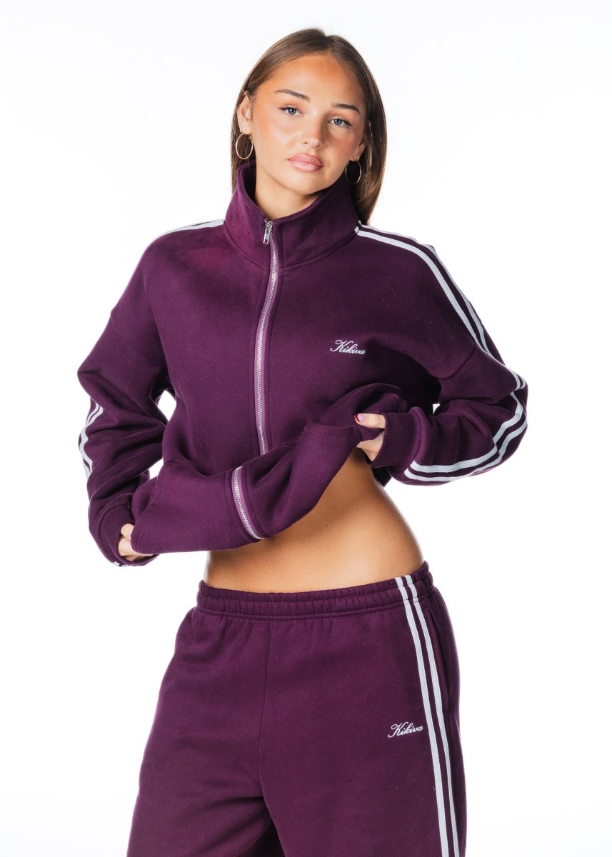 'LIMITED EDITION' Racer Zip Jacket - Burgundy - Kikiva Collection