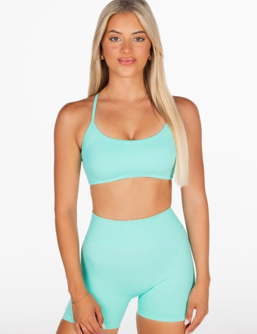 Lycra Seamless Crop - Aqua - Kikiva Collection