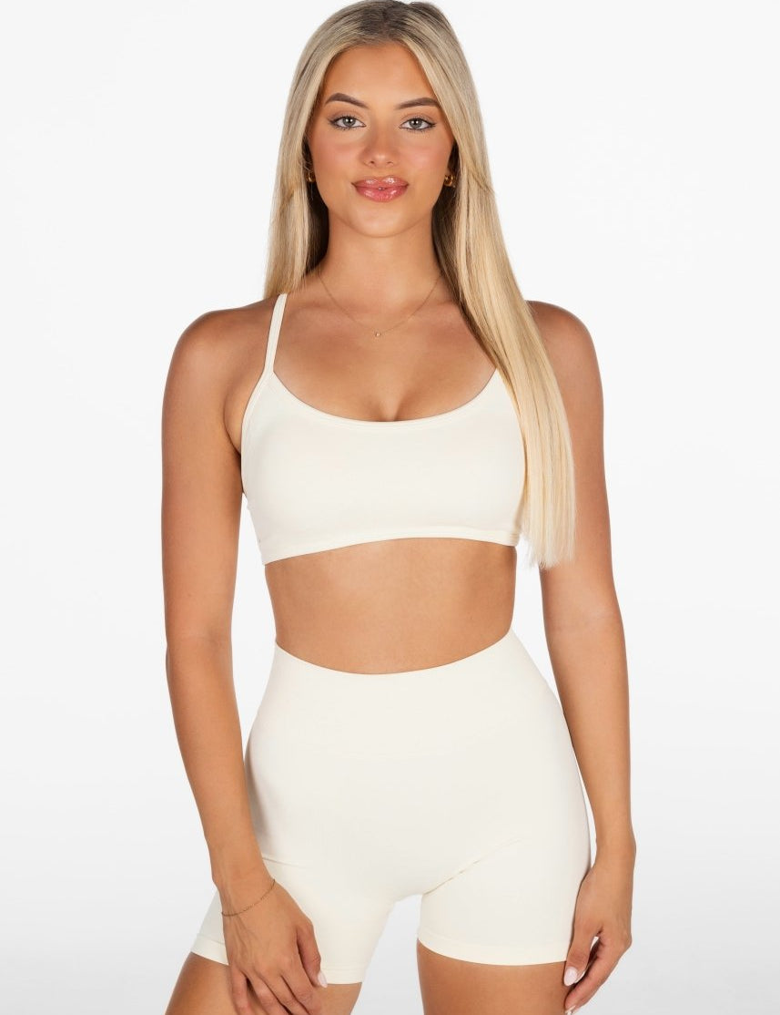 Lycra Seamless Crop - Cream - Kikiva Collection