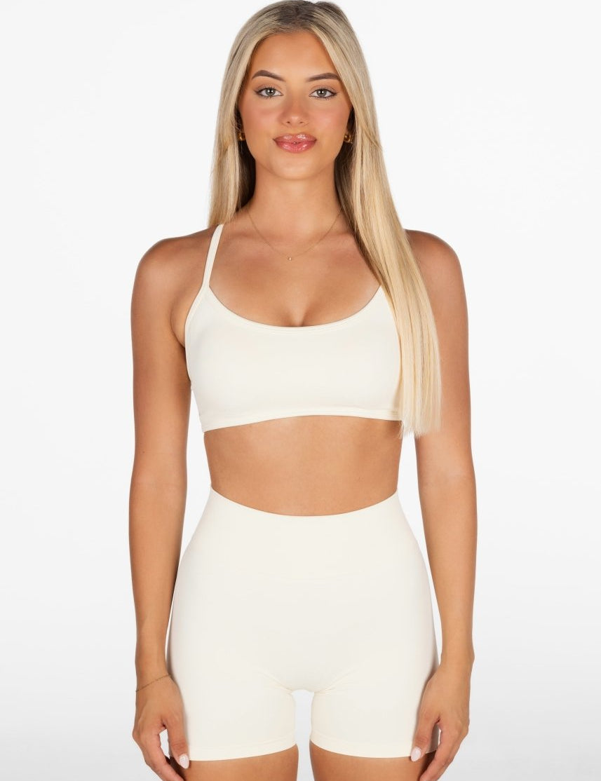 Lycra Seamless Crop - Cream - Kikiva Collection