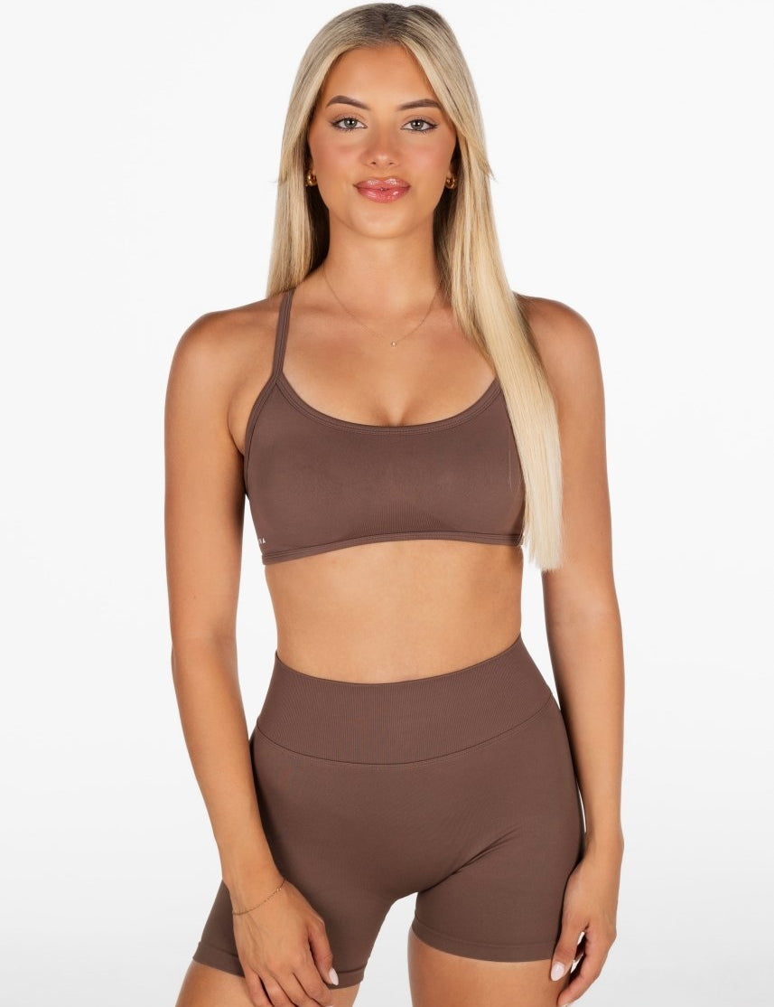 Lycra Seamless Crop - Hazelnut Brown - Kikiva Collection