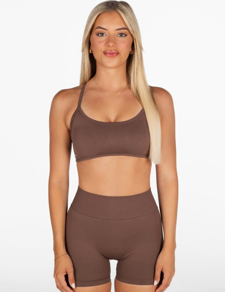 Lycra Seamless Crop - Hazelnut Brown - Kikiva Collection