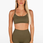 Lycra Seamless Crop - Khaki Olive - Kikiva Collection
