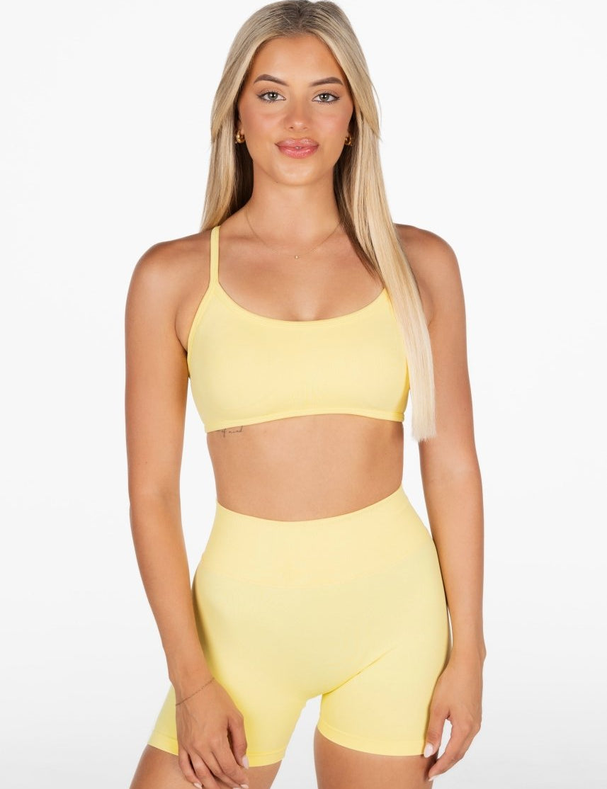 Lycra Seamless Crop - Light Yellow - Kikiva Collection