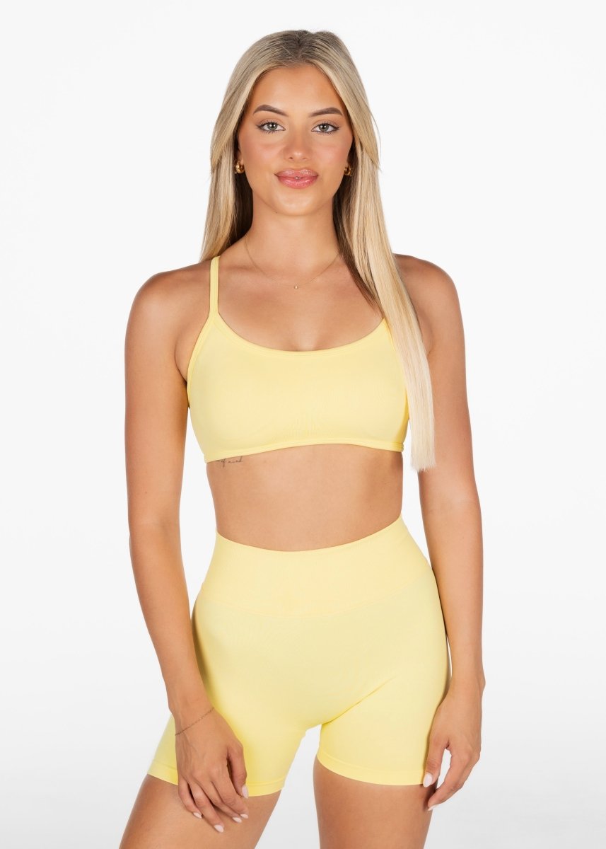 Lycra Seamless Crop - Light Yellow - Kikiva Collection