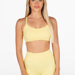 Lycra Seamless Crop - Light Yellow - Kikiva Collection