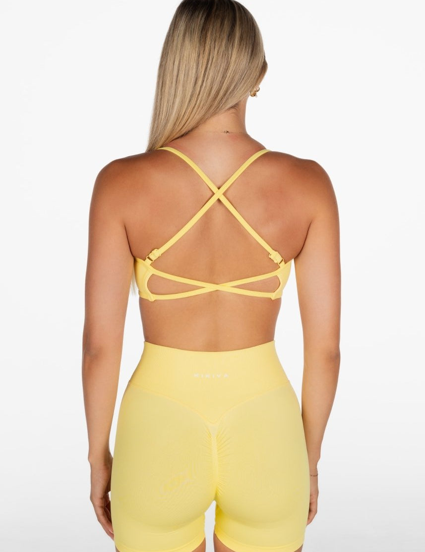 Lycra Seamless Crop - Light Yellow - Kikiva Collection
