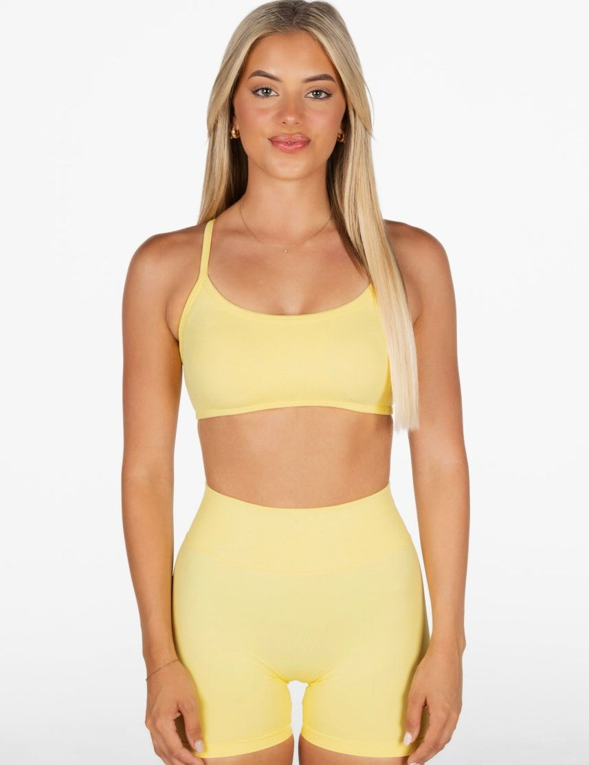 Lycra Seamless Crop - Light Yellow - Kikiva Collection