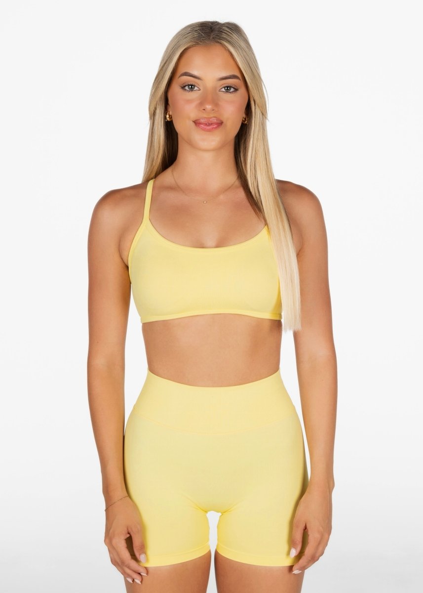 Lycra Seamless Crop - Light Yellow - Kikiva Collection