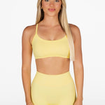 Lycra Seamless Crop - Light Yellow - Kikiva Collection