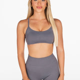 Lycra Seamless Crop - Smoke Grey - Kikiva Collection