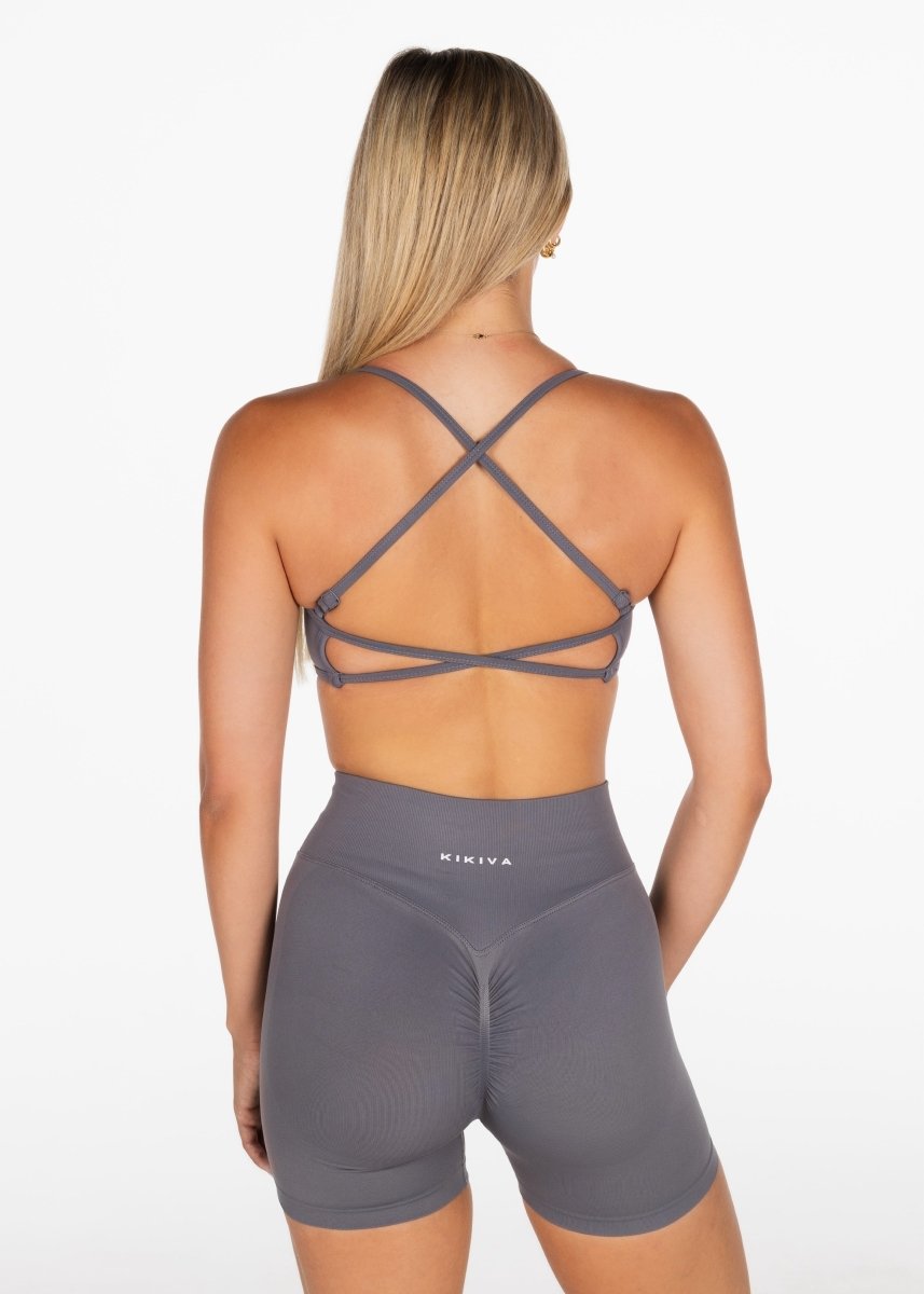 Lycra Seamless Crop - Smoke Grey - Kikiva Collection