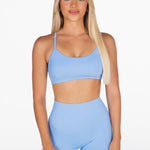 Lycra Seamless Crop - Stone Blue - Kikiva Collection
